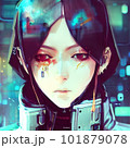 未来の都市を舞台にした、サイバーパンク風の少女「AI生成画像」 101879078