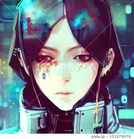未来の都市を舞台にした、サイバーパンク風の少女「AI生成画像」 未来の都市を舞台にした、サイバーパンク風の少女「AI生成画像」 101879078