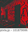 黒と赤の模様がある不気味な部屋「AI生成画像」 101879086