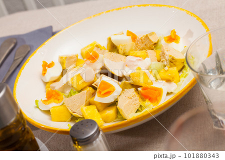 Salad of chicken with pineapple Salad of chicken with pineapple 101880343
