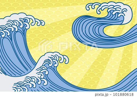 日本風伝統模様背景☆波・青海波模様☆ 日本風伝統模様背景☆波・青海波模様☆ 101880618