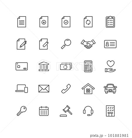 契約関連の線画アイコンセット 101881981