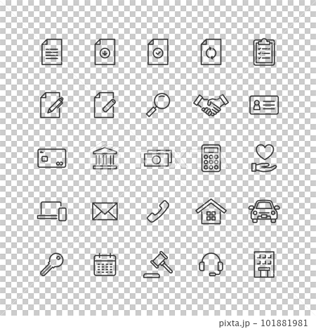 契約関連の線画アイコンセット 101881981