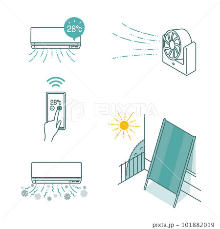 夏の節電イラストセット(エアコンをスマホアプリで温度管理) 夏の節電イラストセット(エアコンをスマホアプリで温度管理) 101882019