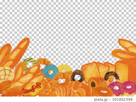 水彩タッチ　パンいろいろフレーム 101882399