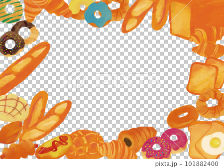 水彩タッチ　パンいろいろフレーム　囲み 101882400