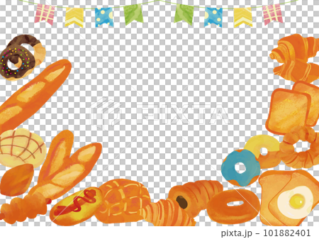 水彩タッチ　パンとガーランドフレーム 101882401