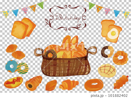 水彩タッチ　手作りパンいろいろセット3 101882402