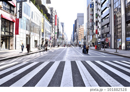 西日があたる銀座通り 101882528