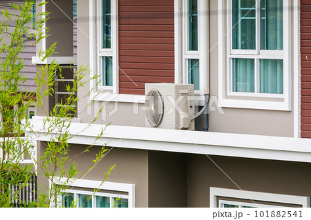 Air conditioner compressor outdoor unit installed outside the house 101882541