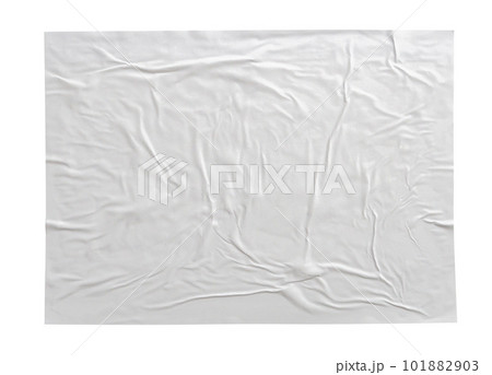 Blank white crumpled and creased paper sticker poster texture isolated on white background Blank white crumpled and creased paper sticker poster texture isolated on white background 101882903