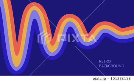 Retro lines style background. Colourful abstract wavy wallpaper. Vintage curved wave stripes backdrop. Vector design template in 60s or 70s style.  101883158