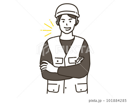 腕組みをする作業員の男性 腕組みをする作業員の男性 101884285
