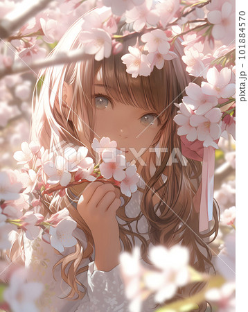 Anime girl in cherry blossom by xRebelYellx on DeviantArt