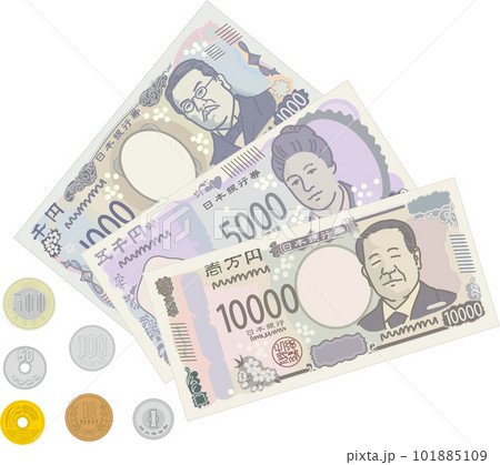 日本のお金_2024年発行新紙幣と硬貨 101885109