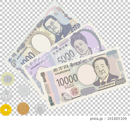 日本のお金_2024年発行新紙幣と硬貨 101885109
