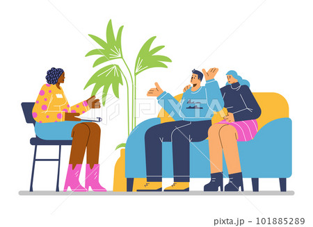 Couple or family relations psychotherapy session vector illustration isolated. Couple or family relations psychotherapy session vector illustration isolated. 101885289