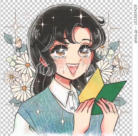 感動哭泣的新手司機的少女漫畫風格插畫 101885429