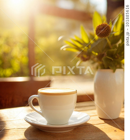 aromatic coffee in the morning with a view of the city aromatic coffee in the morning with a view of the city 101885616
