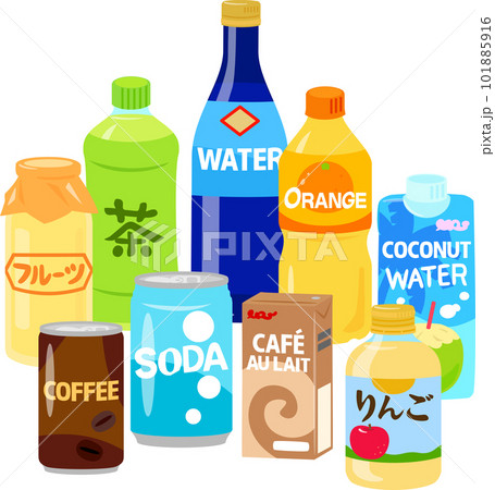市販の飲みきりサイズの飲み物のイラストセット 101885916