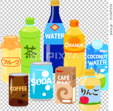 市販の飲みきりサイズの飲み物のイラストセット 101885916