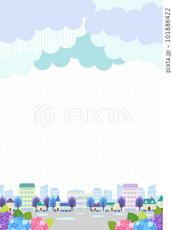 梅雨の都市近郊街並み背景タテ 梅雨の都市近郊街並み背景タテ 101886422