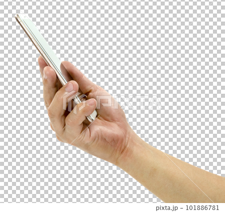 hand holding mobile smart phone  isolated 101886781
