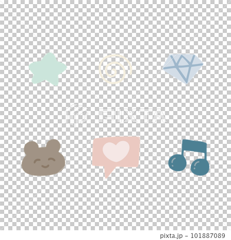 Cute and relaxed decoration illustration set, color 101887089