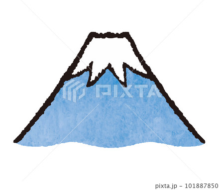 シンプルな青色の富士山　手描きイラス 101887850