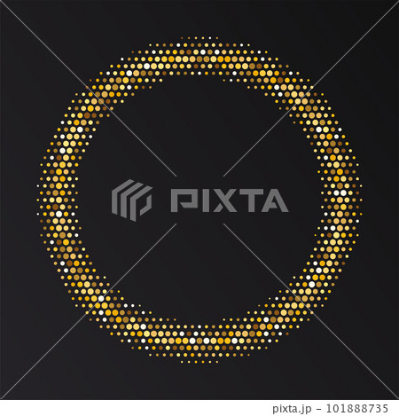 Gold Halftone round frame. Golden luxury Halftone circle logo. 101888735