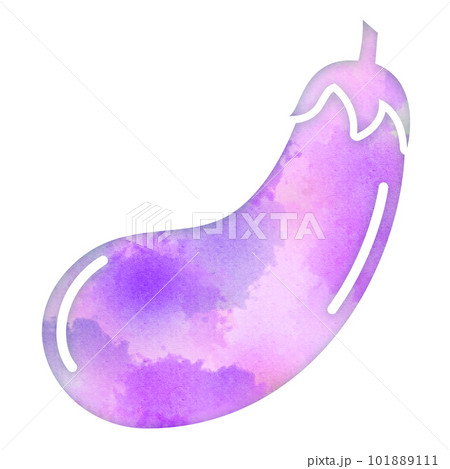 ナス なす 茄子 旬 6月の野菜 水彩画タッチ デザインアイコン 優しい