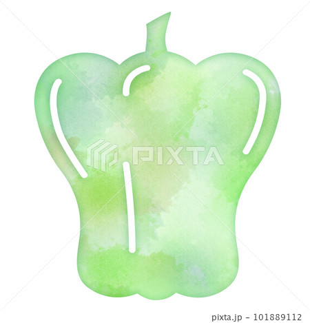 ピーマン ぴーまん 旬 6月の野菜 水彩画タッチ デザインアイコン