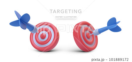 Set of 3d realistic marketing target symbol with shadow isolated on white background. Vector illustration Set of 3d realistic marketing target symbol with shadow isolated on white background. Vector illustration 101889172