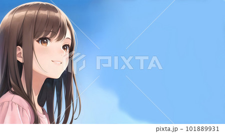 青空と遠くを見つめる女性　コピースペース 101889931