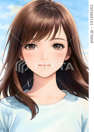青空と女性のイラスト 101890262