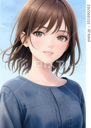 青空と女性のイラスト 101890263