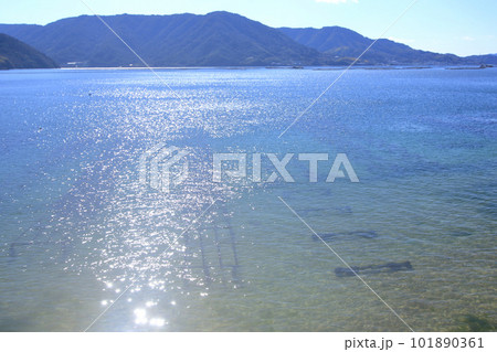 満ち潮時に 海中に沈む牡蠣抑制棚 満ち潮時に 海中に沈む牡蠣抑制棚 101890361