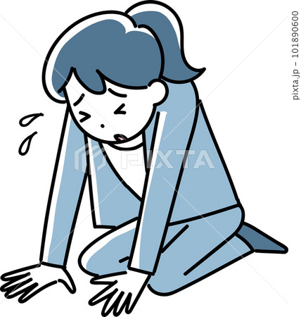 ガックリと床に膝をつく若いビジネスウーマン ガックリと床に膝をつく若いビジネスウーマン 101890600