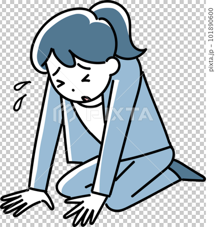 ガックリと床に膝をつく若いビジネスウーマン ガックリと床に膝をつく若いビジネスウーマン 101890600