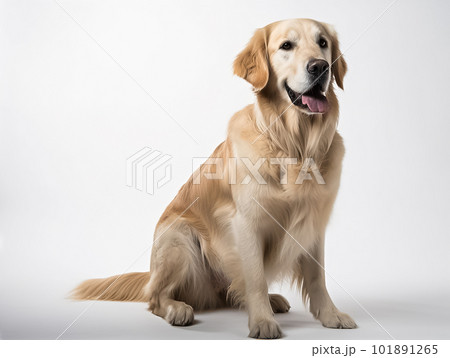 Generative ai illustration of a sitting sideways Golden Retriever 101891265
