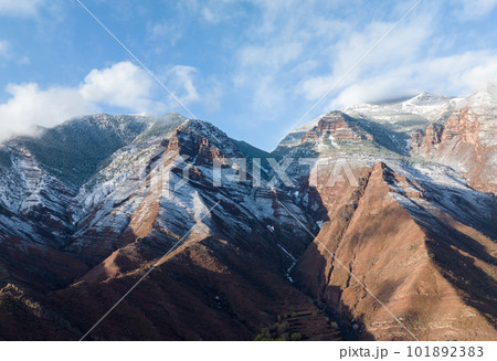 Aerial view of beautiful danxia landform landscape in Tibet,China 101892383