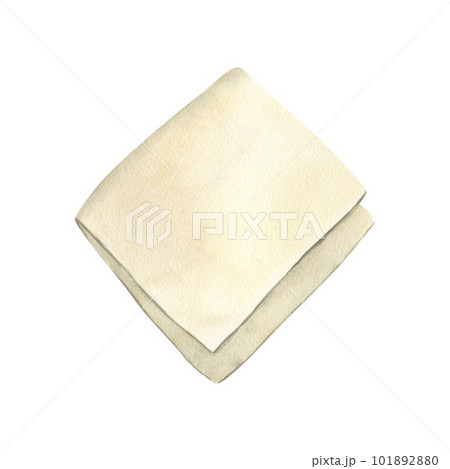 Watercolor kitchen striped towel. Hand-drawn illustration isolated on white background. Watercolor kitchen striped towel. Hand-drawn illustration isolated on white background. 101892880