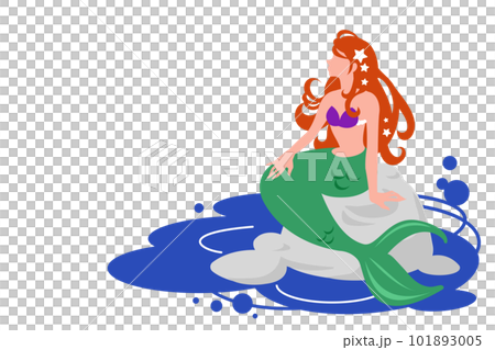 海上沉思美人魚的矢量圖解 101893005