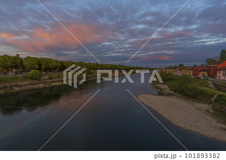 Amazing view of Ticino river in Pavia at sunset Amazing view of Ticino river in Pavia at sunset 101893382