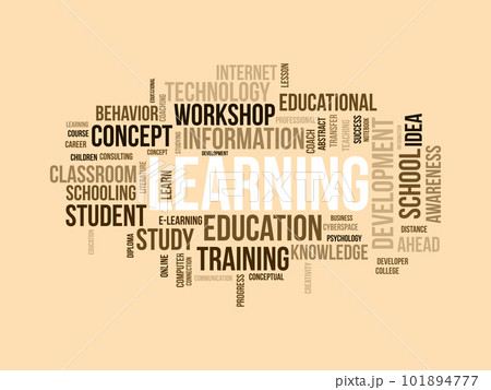 Word cloud background concept for Learning. Education knowledge study lesson for information training concept. vector illustration. Word cloud background concept for Learning. Education knowledge study lesson for information training concept. vector illustration. 101894777