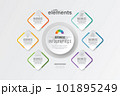 Business infographic hexagon shape six option, process or step for presentation. Can be used for presentations, workflow layout, banners and web design. Business concept with 6 options, steps, parts. 101895249