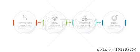 Business infographic circle shape four option, process or step for presentation. Can be used for presentations, workflow layout, banners and web design. Business concept with 4 options, steps, parts. 101895254