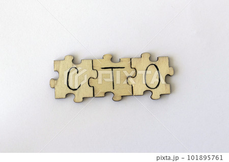 The acronym CTO, which stands for Chief Technology Officer. The letters written on the puzzles. 101895761