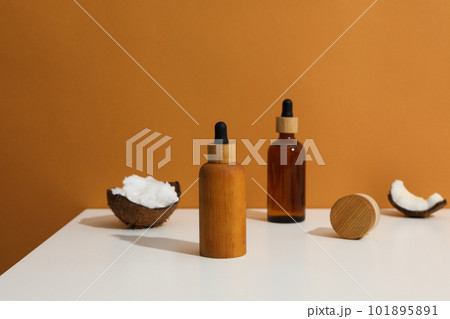 Concept of body and skin care accessories - coconut cosmetic 101895891