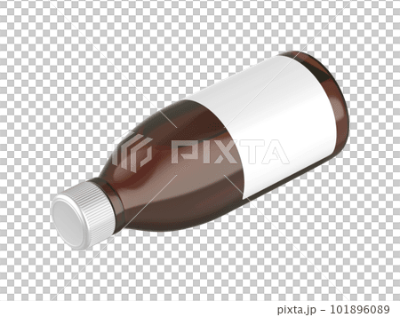 Glass bottle with cough medicine syrup 101896089